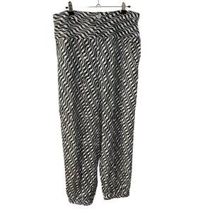 Anthropologie Black White Bolt Print Linen Blend Harlem Jogger Size 10 Versatile